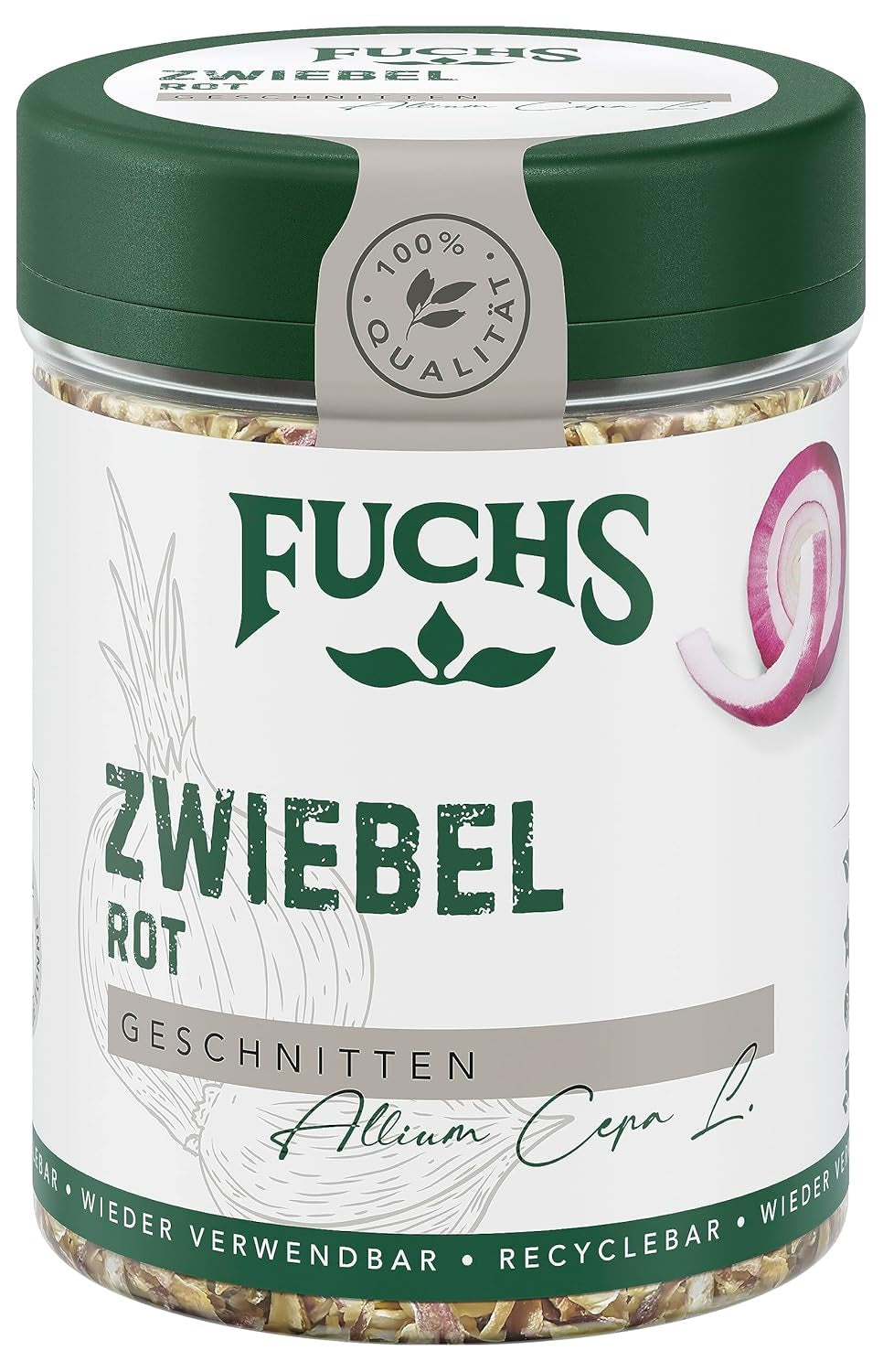 Fuchs Gewürze - Zwiebel rot geschnitten - Gewürz für Pürees, Salad eller Brotaufstriche - naturliga ingredienser - 40 g i wiederverwendbarer, recyclebarer Dos