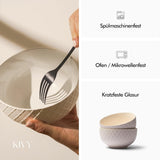 KIVY spannmålsskålar - 6 x 850 ml - Stora sopp- och grötskålar - Soppskål - Skål - spannmålsskålar - Soppskålar - Skålar - Keramisk flingeskål (gräddvit, skålar)