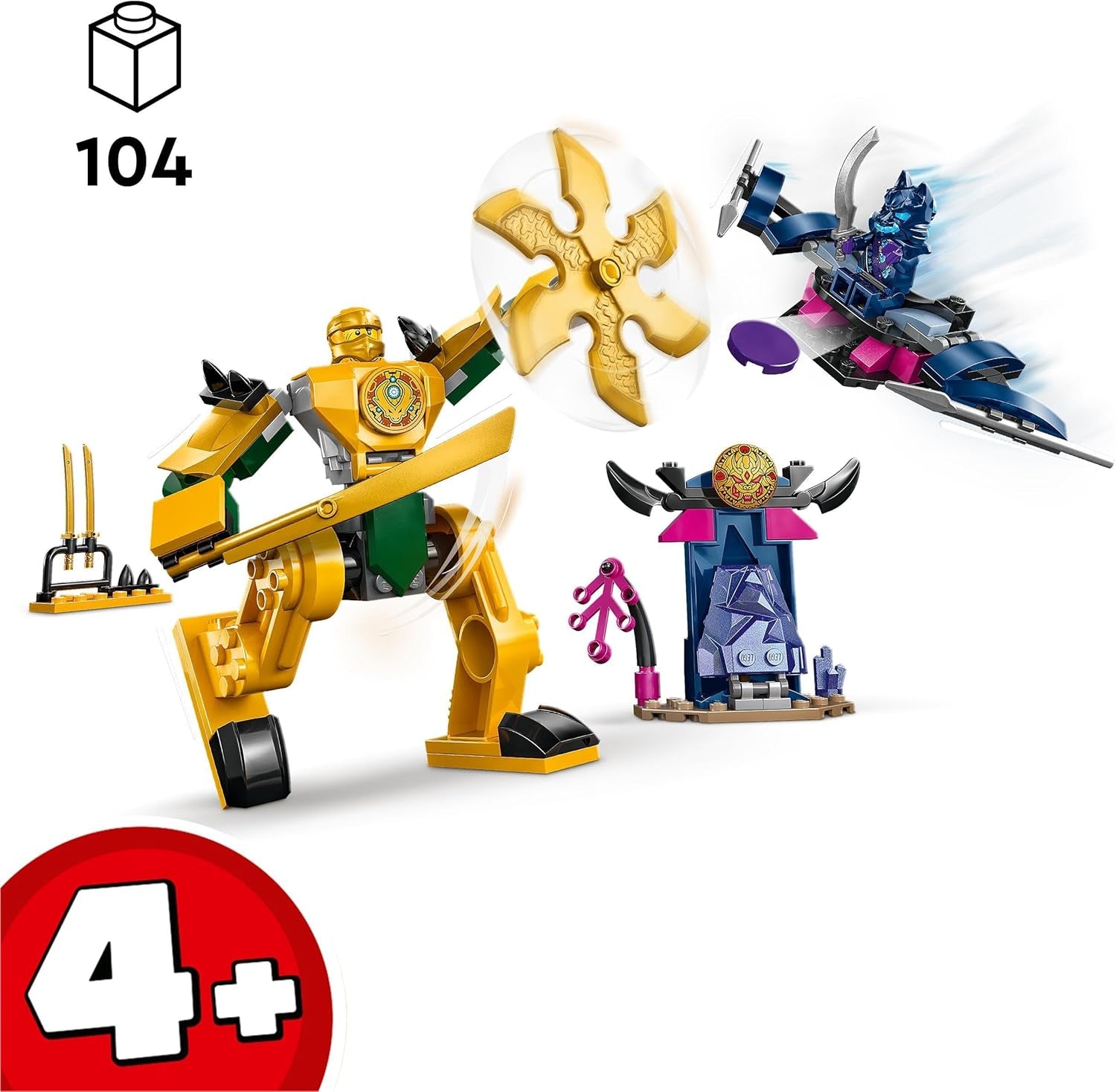 LEGO NINJAGO Arins Battle Mech, Ninja leksak för barn från 4+ Med figurer Inkl. Arin med mini katana, actionfigurer och mekaniker, liten present till pojkar och flickor 71804 Byggset Besuche den LEGO-Store