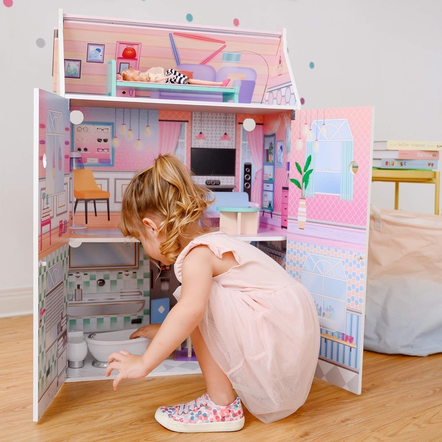 Olivias Little World Glasshouse Kids 12" Dockhus & 10 docktillbehör 3,5" Multi Td-12518D Dockhus Naty Shop