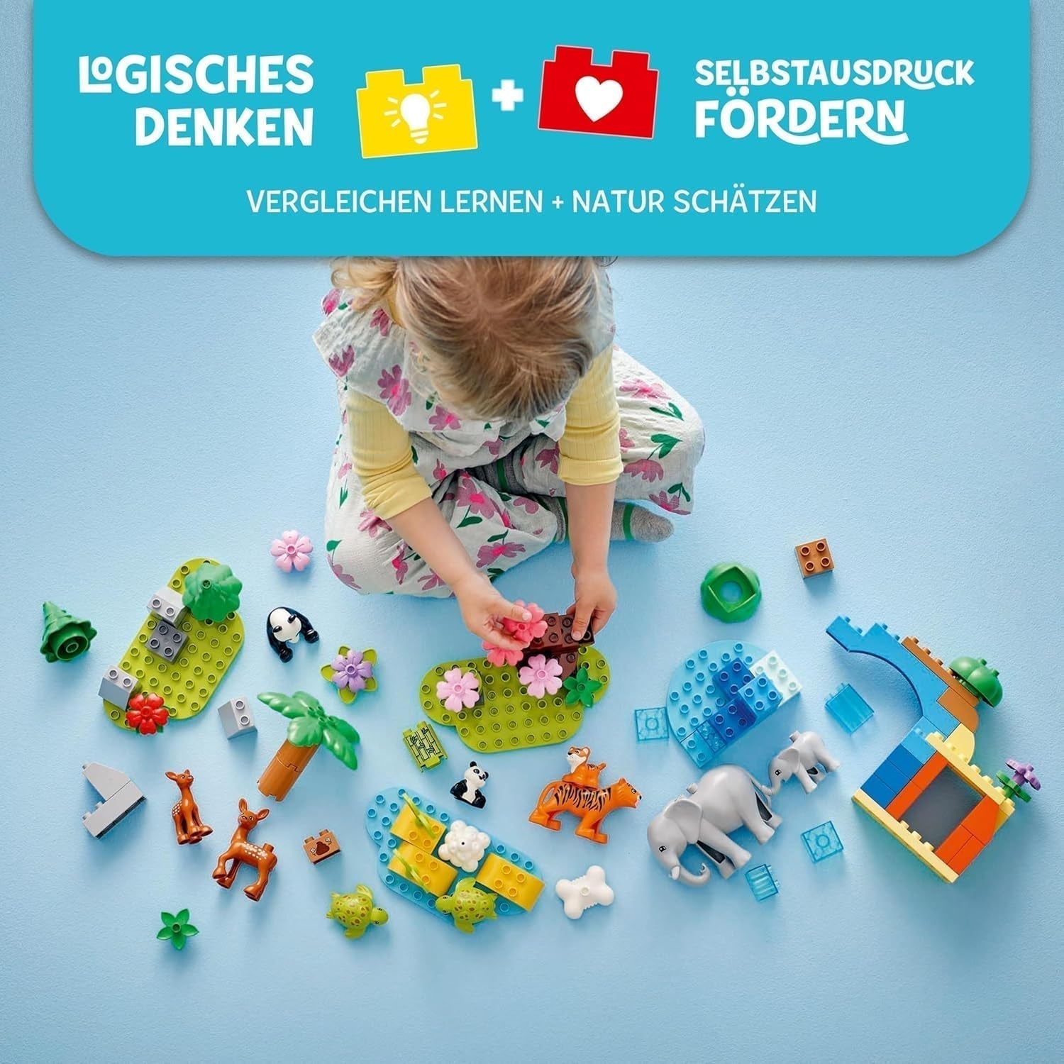 LEGO DUPLO Town Wild Animal Familjer 3-i-1-set, pedagogisk leksak för småbarn med sköldpaddor, tigrar, elefanter, rådjur, pandor, set för förskolebarn från 2 år, Byggleksak med djurfigurer 10446 Byggset Beuche den LEGO-Store