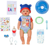 BABY Born Jonas - babydocka 43 cm - 10 funktioner inklusive tillbehör och madrass - Fungerar helt utan batterier - Lämplig för barn från 3 år och uppåt