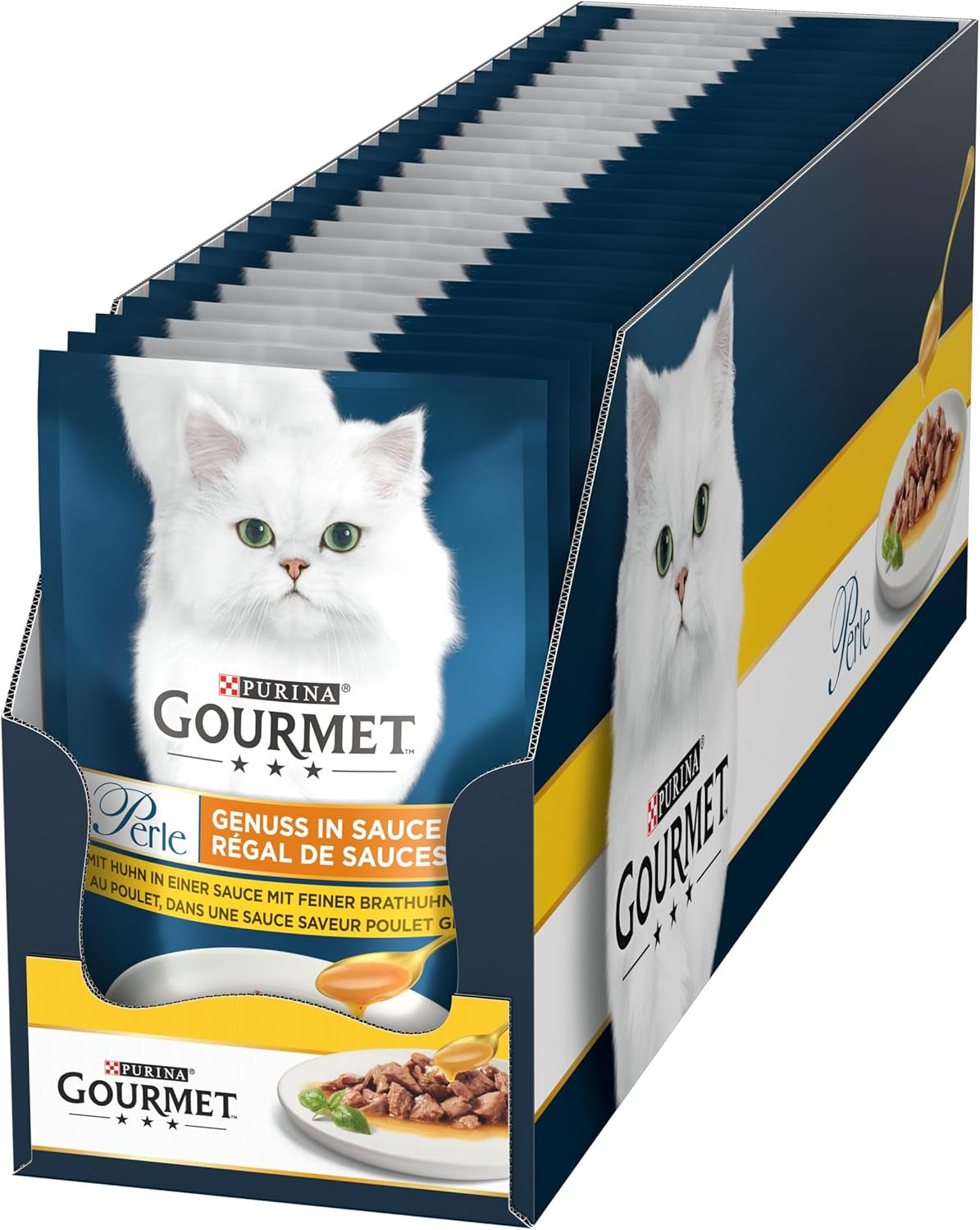 Gourmet Perle Delight våt kattmat i sås med kyckling, förpackning om 26 st (26 x 85g)