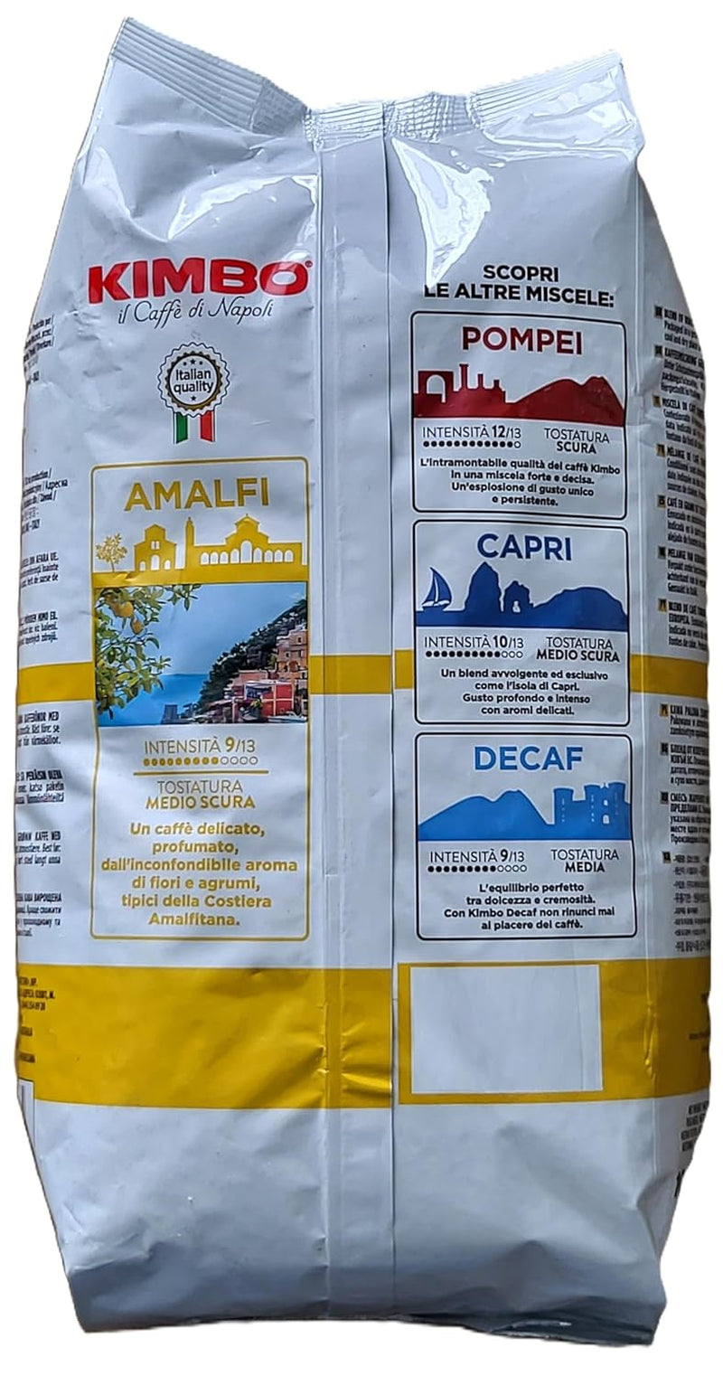 Hela Amalfi-kaffebönor (100 % Arabica), medelrostade, 1 kg påse