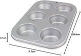 CSB108 6-håls non-stick muffinspanna i kolstål, rostfritt stål, silver, 28,9 X 17,7 X 3,1 cm Bakformar och plåtar Naty Shop