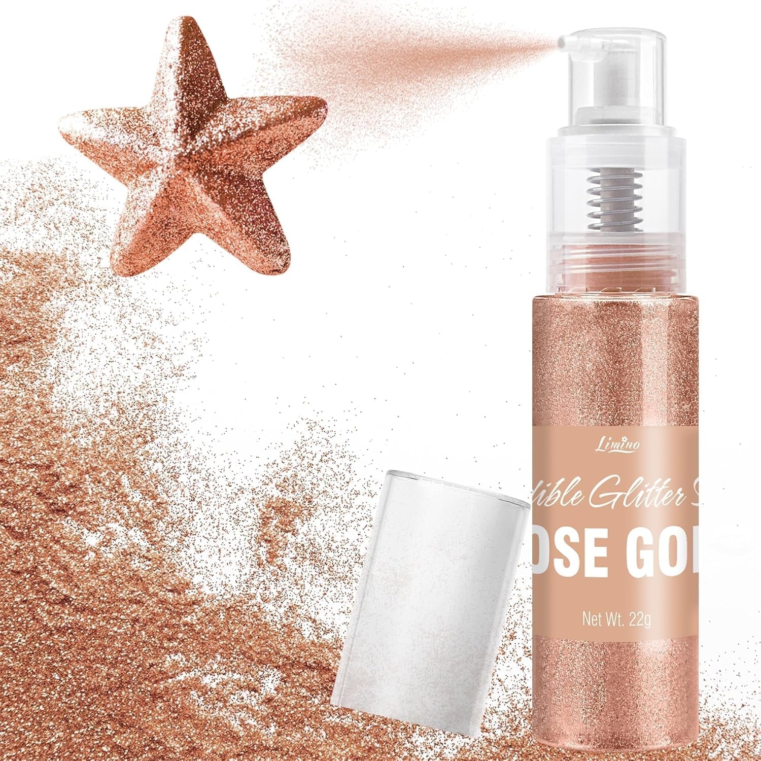 Ätbart glitterspray - 22G ätbart glitter, ätbart glitterpulver för drycker, tårtdekorationer, macarons - matfärgning glitterpulver, ätbart glitter för cocktails, muffins (rosa)