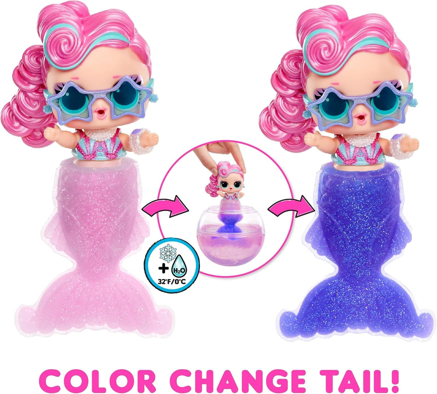 LOL Överraskning! Mermaids Tots - Minifashionabla dockor med färgskiftande svansar - Lämplig för samlare, flickor och pojkar från 4 år och uppåt