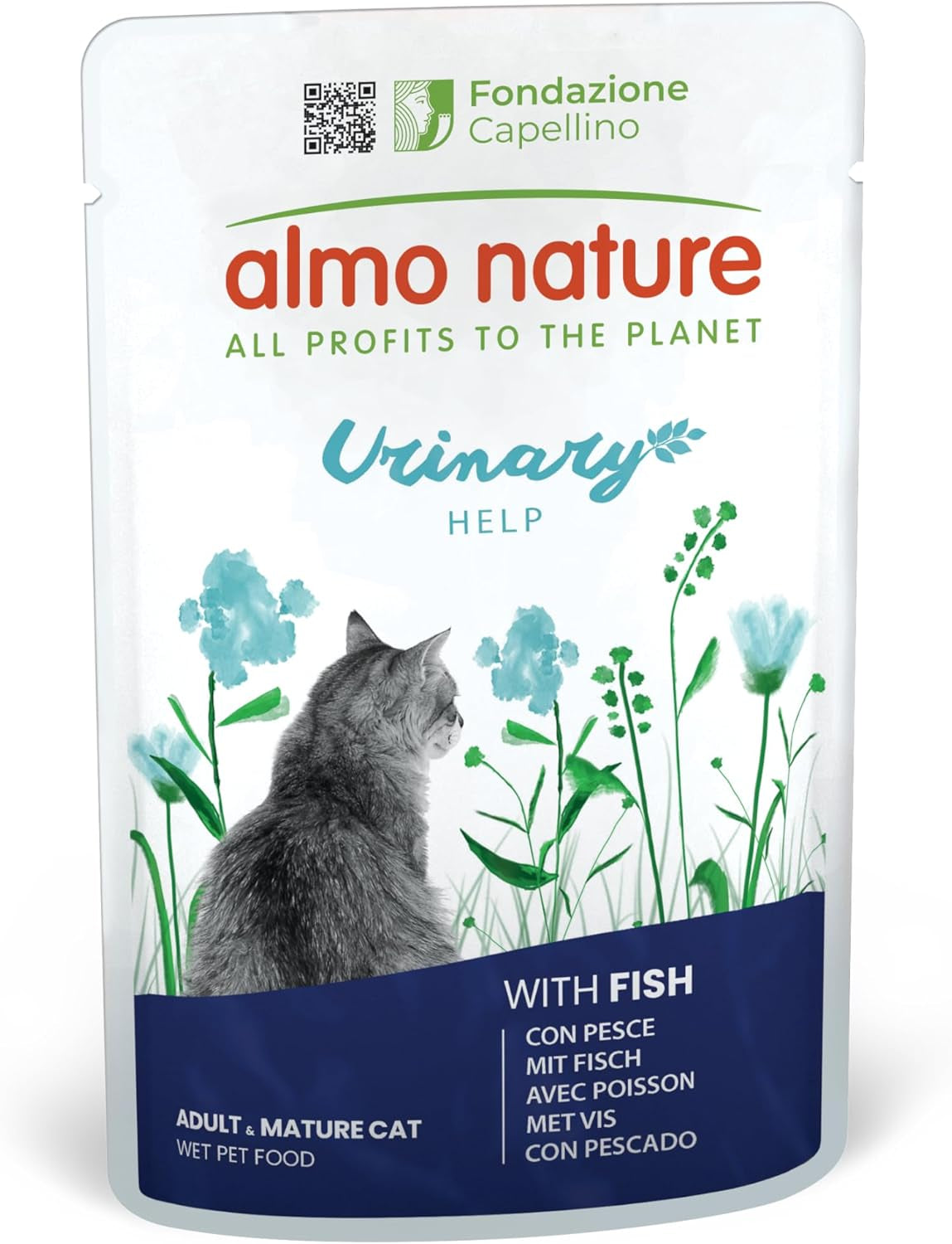 Almo Nature Functional Urinary Help - Nassfutter für ausgewachsene Katzen mit Fisch - Unterstützung für die Gesundheit der Harnwege - 30 påsar à 70g