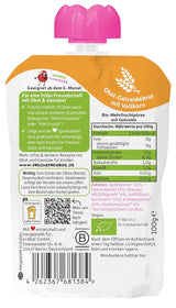 FRECHE FREUNDE Bio Quetschie Apple, Erdbeere, Himbeere mit Grieß, Fruchtmus mit Getreide i Quetschbeutel für Babies från 6. Månad, vegansk, 6er Pack (6 x 100g)