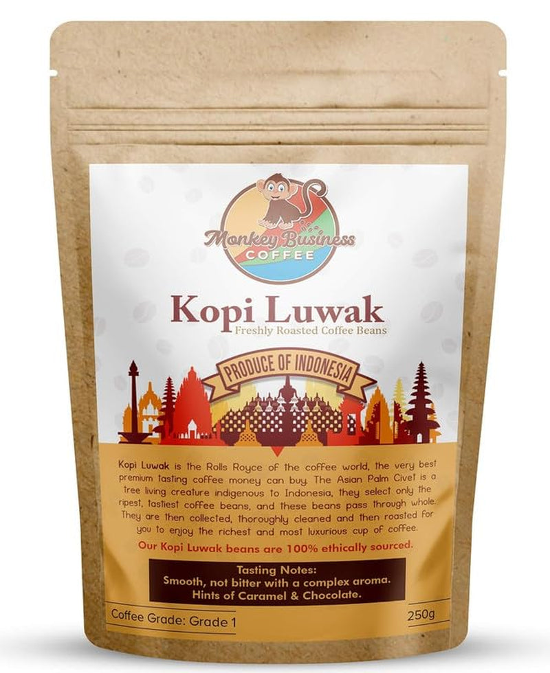 - Malda vilda Kopi Luwak kaffebönor - 250 gram (andra vikter och typer av bönor tillgängliga) - Etiskt framställda från frigående djur (Indonesien)