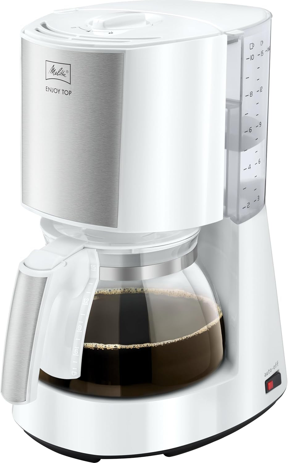 Melitta Enjoy Top Therm - Espressomaskin med filter och termokanna i rostfritt stål, för upp till 10 koppar kaffe, svart/rostfritt stål