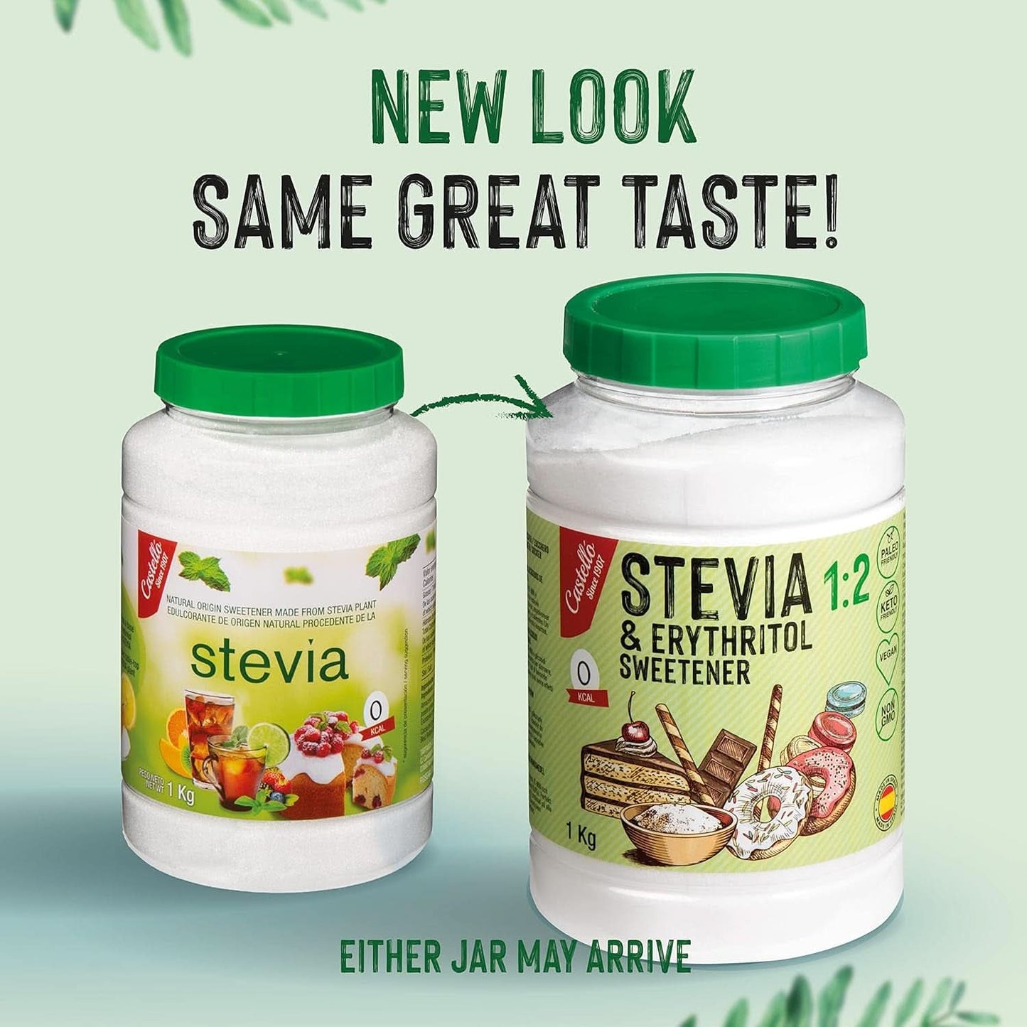 Stevia + Erythritol 1:2 sötningsmedel, 1G = 2G socker, 1 kg sötningsmedel Naty Shop