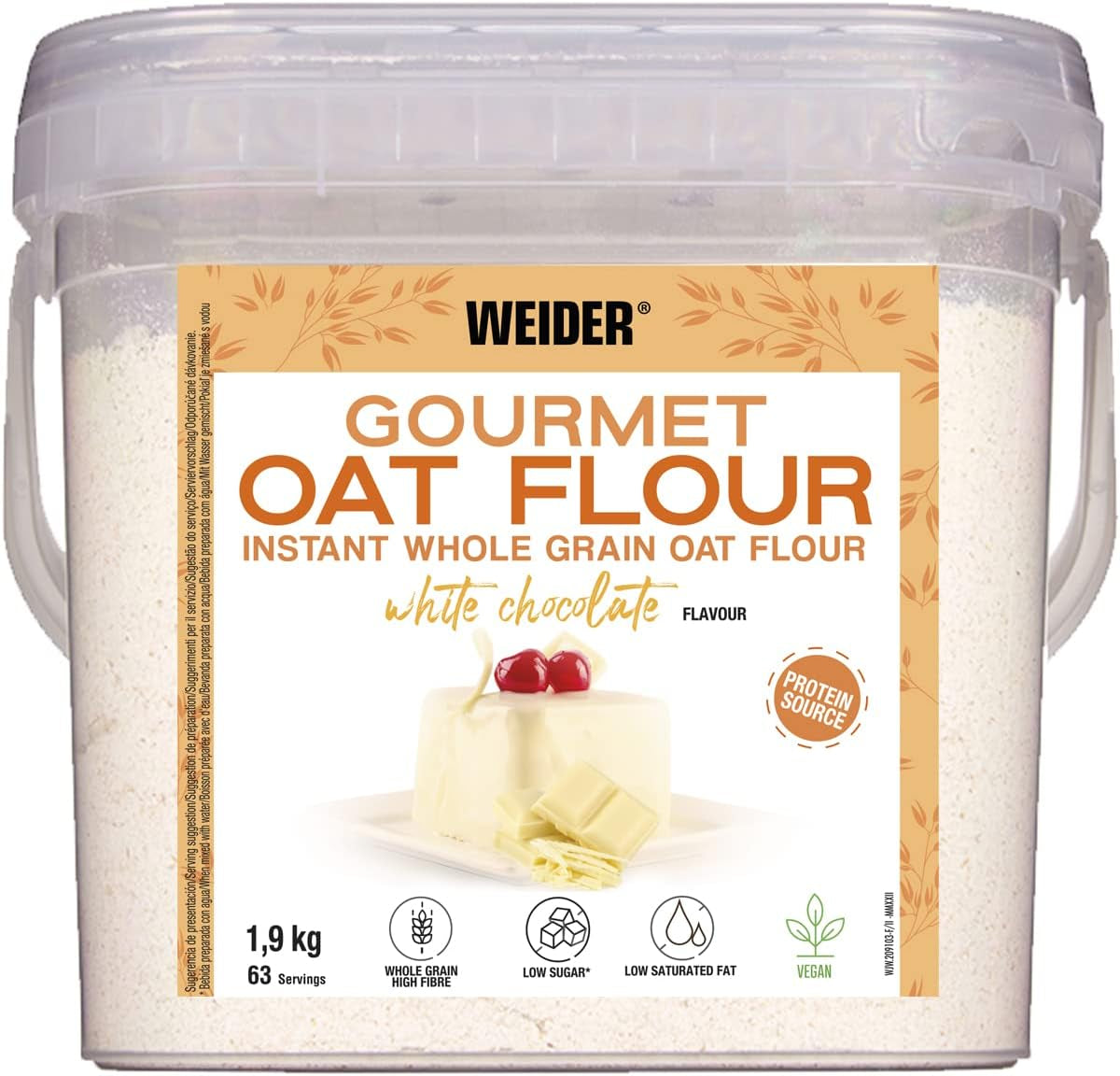 Weider Gourmet Oatmeal (1,9 kg) browniesmak. Fullkorns havregryn. Proteinkälla med låg sockerhalt.