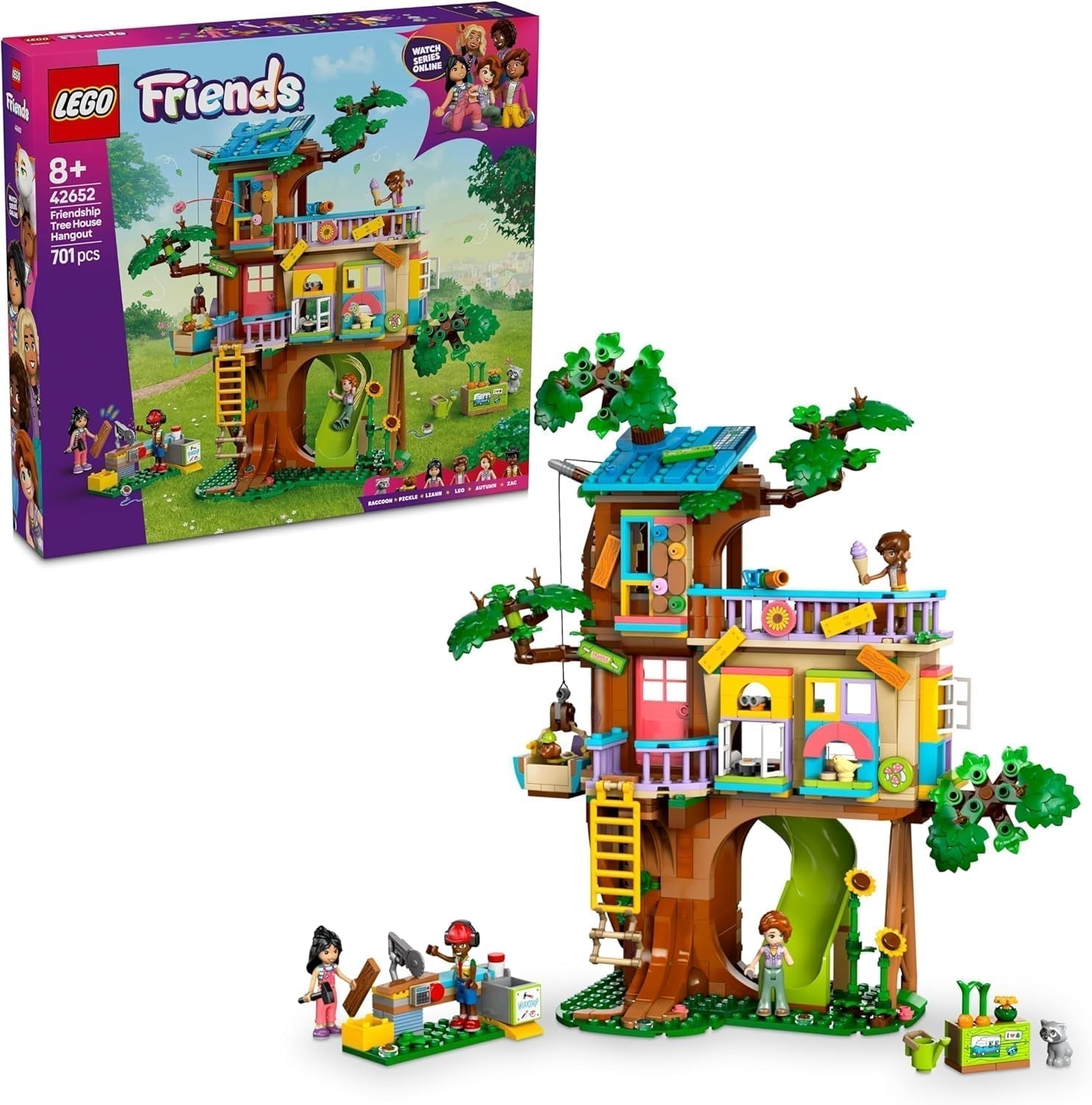 LEGO Friends Treehouse Bygg- och lekset för rollspel, leksakshus för 8-åriga flickor, set med 4 karaktärsminifigurer och 2 djurfigurer, presentidé för barn 42652 Byggset Besuche den LEGO-Store Standardtitel
