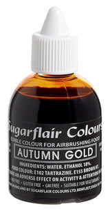 Sugarflair Airbrush Matfärgning Guldguld Ätbar flytande matfärgning Airbrush Färgning Kakor Muffins Glasyr och tårtdekorering - 60ml