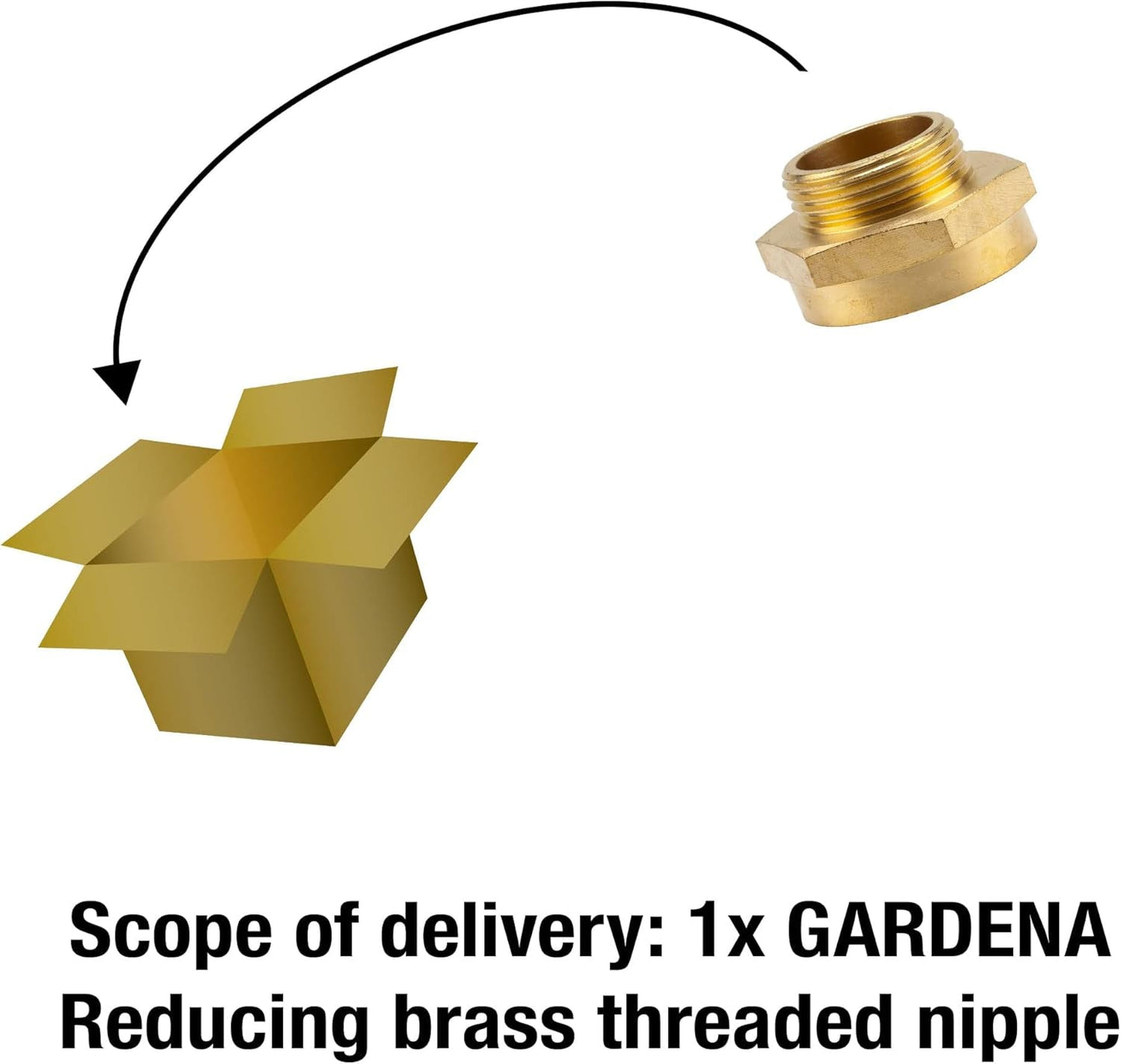 Gardena Mässingsreducer gängad Nippel: Mässingskoppling för gängad reducering t.ex. för pumpar, 33,3 mm utvändig gänga (G 1 tum) / 42 mm invändig gänga (G 1 1/4 tum) (7266-20)