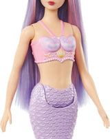 Barbie sjöjungfrudocka med rosa och lila fint hår och pannband, skaltopp och lavendelblå svansfendocka, HRR06 Naty Shop Dolls