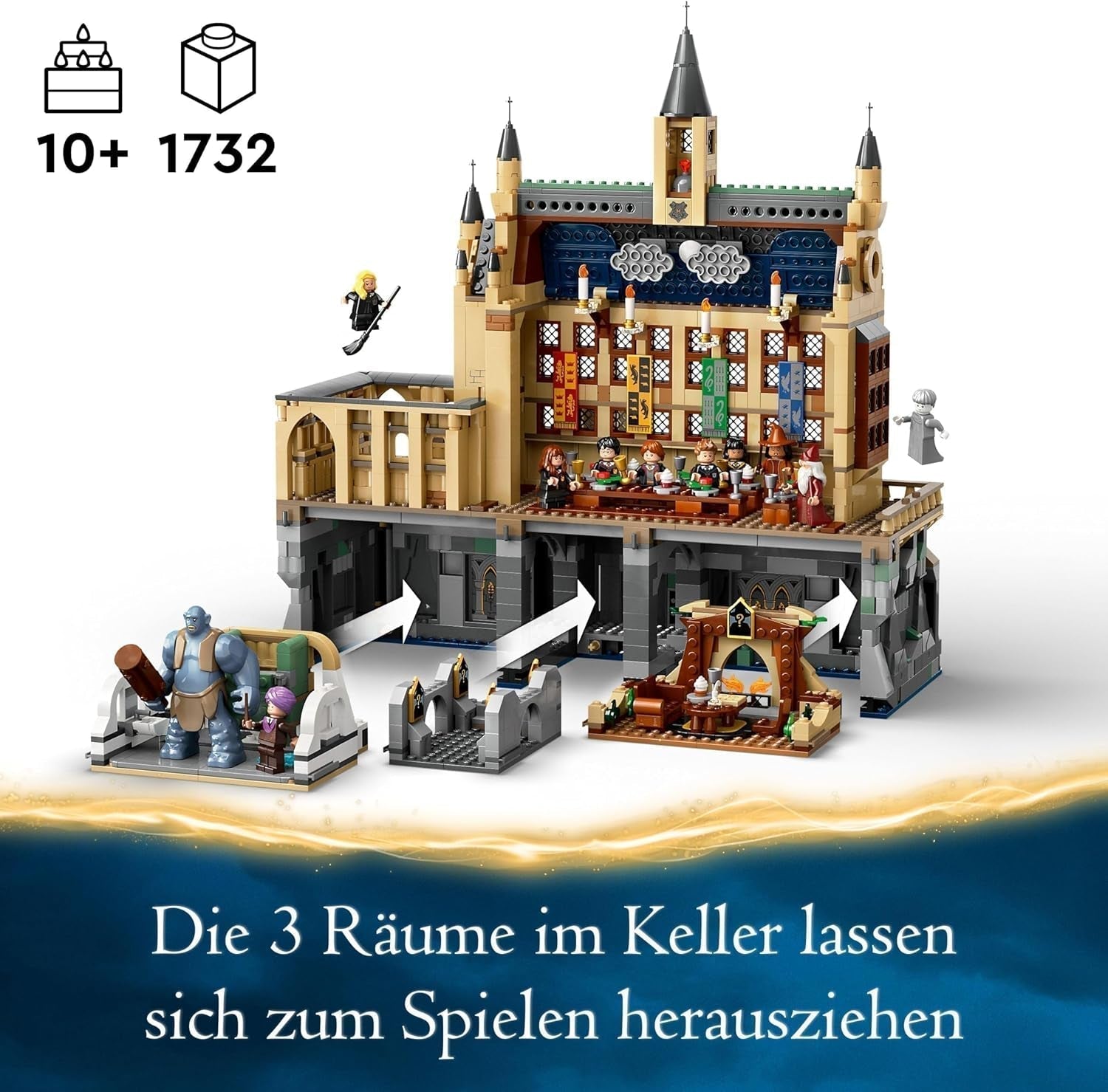 LEGO Harry Potter Hogwarts Castle: The Great Hall, samlarleksak med 11 minifigurer inklusive Hermione Granger, magisk present till pojkar och flickor 76435 Byggset Besuche den LEGO-Store