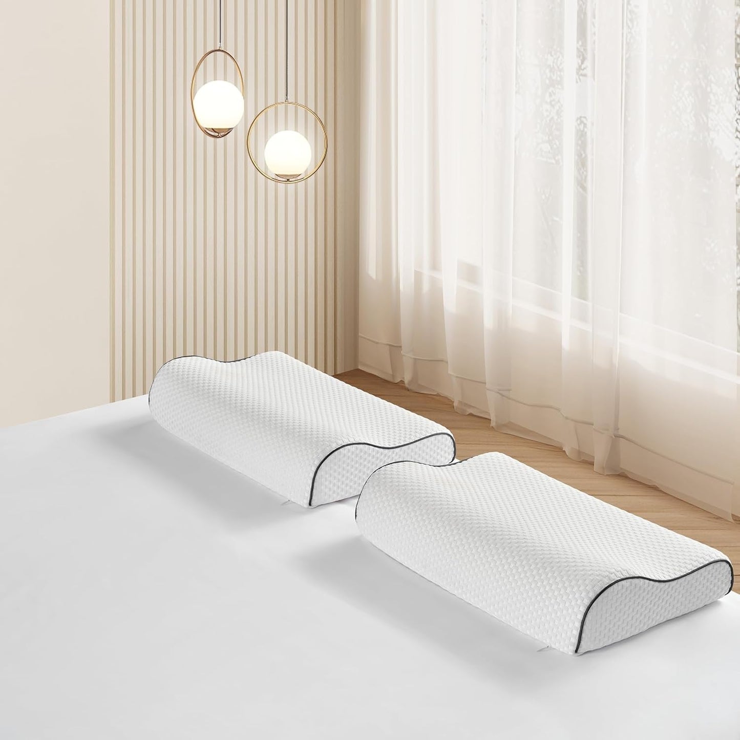Z-Hom Nackstödskudde, Memory Foam Kudde, Side Sleeper Kudde, Ergonomisk Kudde, Anti Snorking Kudde, Ortopedisk Sovkudde, Avtagbart överdrag (49 X 30 X 7/10 Cm) Cervikala ortopediska kuddar Naty Shop