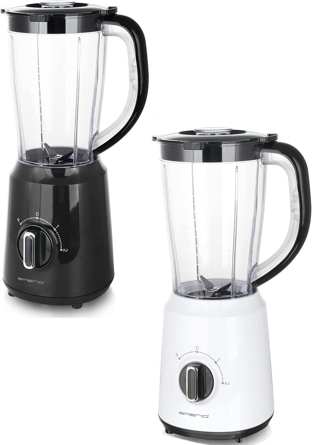 Emerio Standmixer BPA Frei Crush Ice Funktion 1.5L Behåller 2 Geschwindigkeiten + Pulse Funktion Messeinheit Aus Edelstahl Sicherheitsschalter Geschirrspülgeeignet 500 Watt BL-12816.8 Schwarz Bucatarie Naty Shop