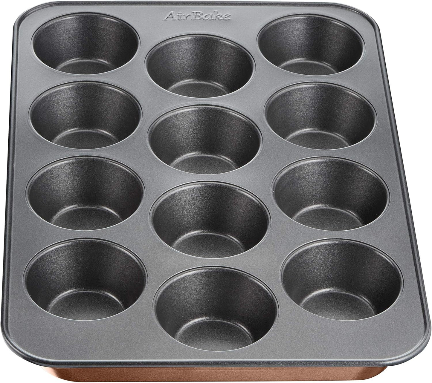 Tefal Airbake J2555014 Muffinform, Antihaftbeschichtung, Karbonstahl, Braun, 29 X 41 Cm Formar och plåtar för bakning Naty Shop