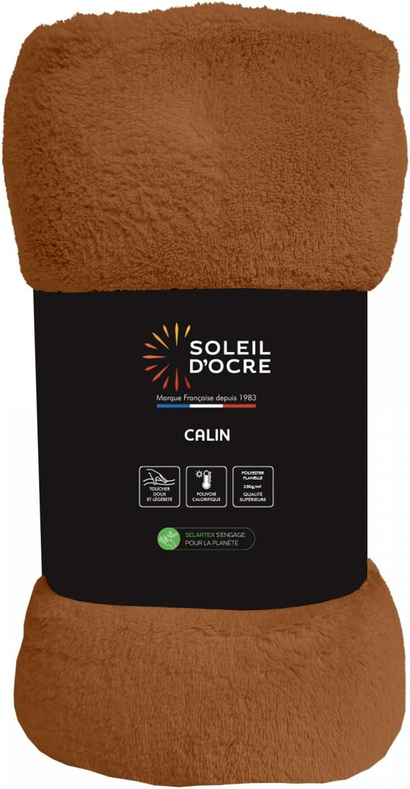Soleil D'Ocre, flanellfilt, 180 X 220 Cm, Calin Terra Täcken och täcken Naty Shop Orange 180 X 220 Cm