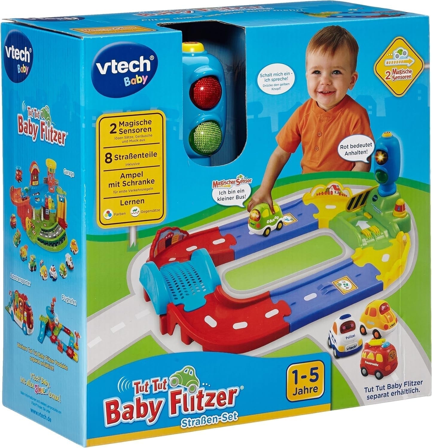 Baby 80-127804 - TUT TUT Baby Speedster - Road Set & 80-517004 TUT TUT Baby Speedster Ambulansleksak för barn, flerfärgad Bebe Toys Naty Shop