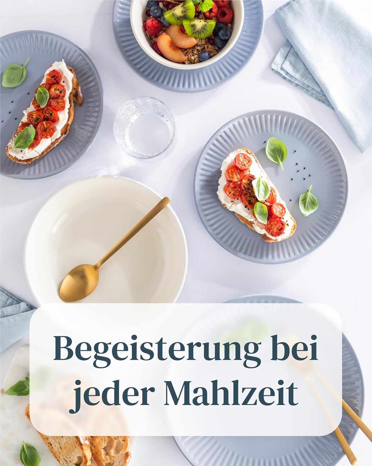 Keramisk servisset för 6, Hygge, 24 st. TESTVINNARE Drömmande skandinaviska servisservis i stengods Skål och tallrik Set Middagsservice för 6 Pure Living servisset i gråblått