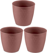Set med 5 bruna krukor, diameter 16 cm - Rejäla plastkrukor - Dekorativ planteringskruka med dräneringsmöjlighet - Elegant kruka för inom- och utomhusbruk