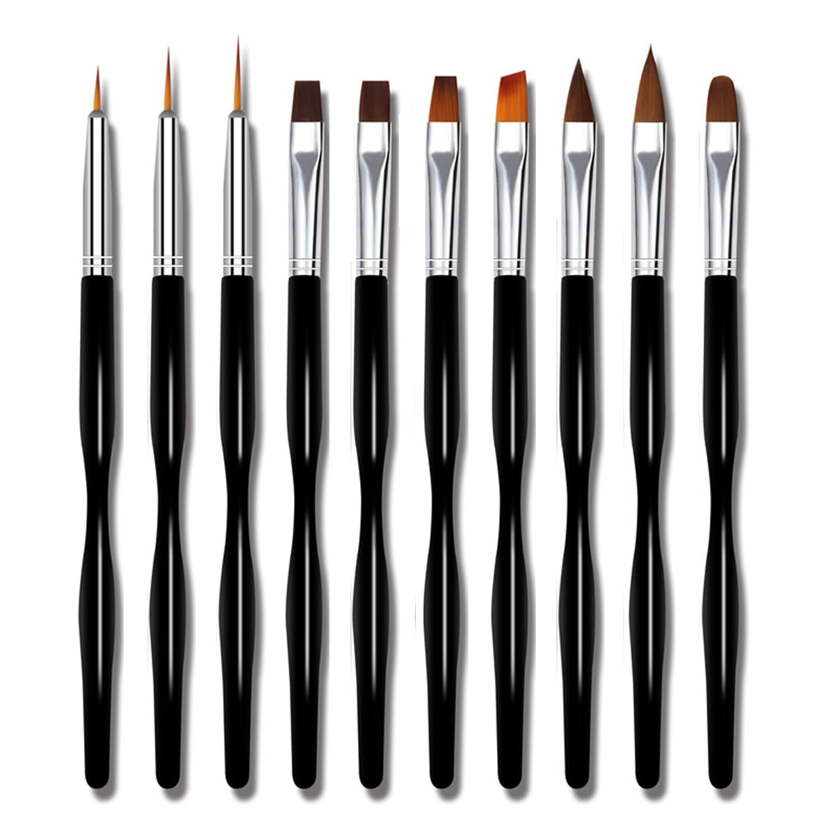 Nail Art Pinsel Set, 10st Nageldesign Malerei Pinsel, Professionelle Nail Art Design Pinsel, Nail Fine Liner Pinsel, Schwarz