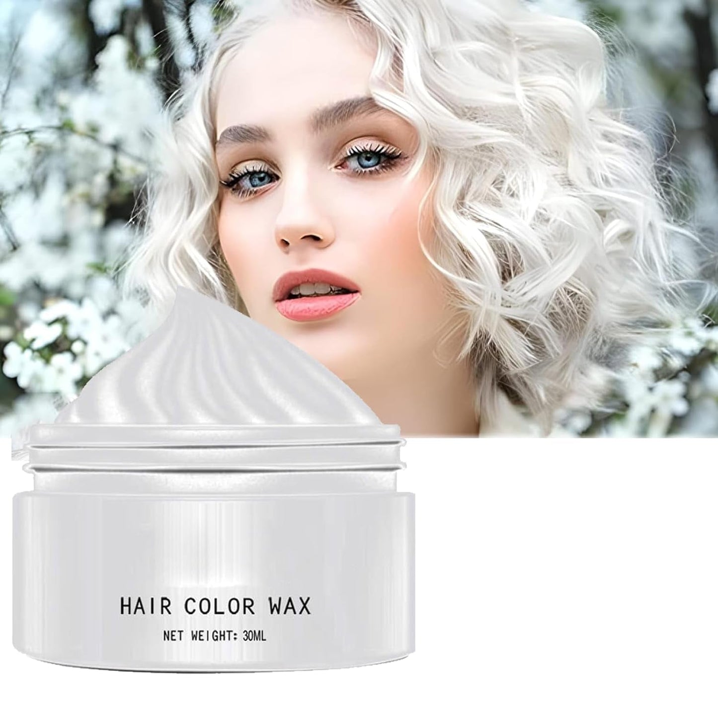 Naturlig vit hårfärg, vit hårvax, Unisex vit naturlig hårfärg, vit hårfärg, Cosplay Halloween Party Hårvax, Hårfärgning Party Hårvax, 30ML Naty Shop Hårfärgning