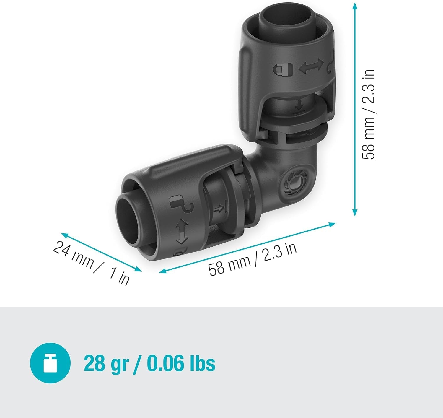 Gardena mikrodroppbevattningssystem L-stycke 13 mm (1/2"): Rörkoppling för vändning av 13 mm tillförselrör, verktygsfri montering, återanvändbar (13202-20)