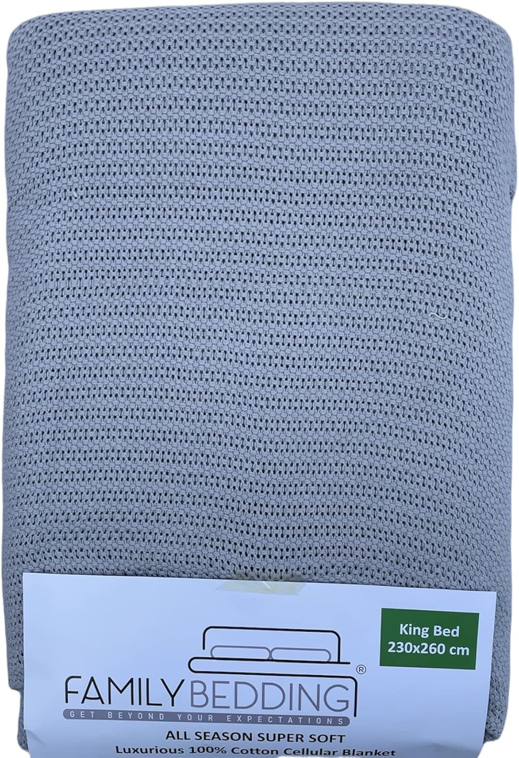 Familjesängkläder Rosa Dubbelsäng Cellulär filt Bomull Vändbar Stort överkast Lätt värmemjukt Traditionell cellfilt 230 X 230 Cm Täcken och täcken Naty Shop Grå King Bed (230X260Cm)