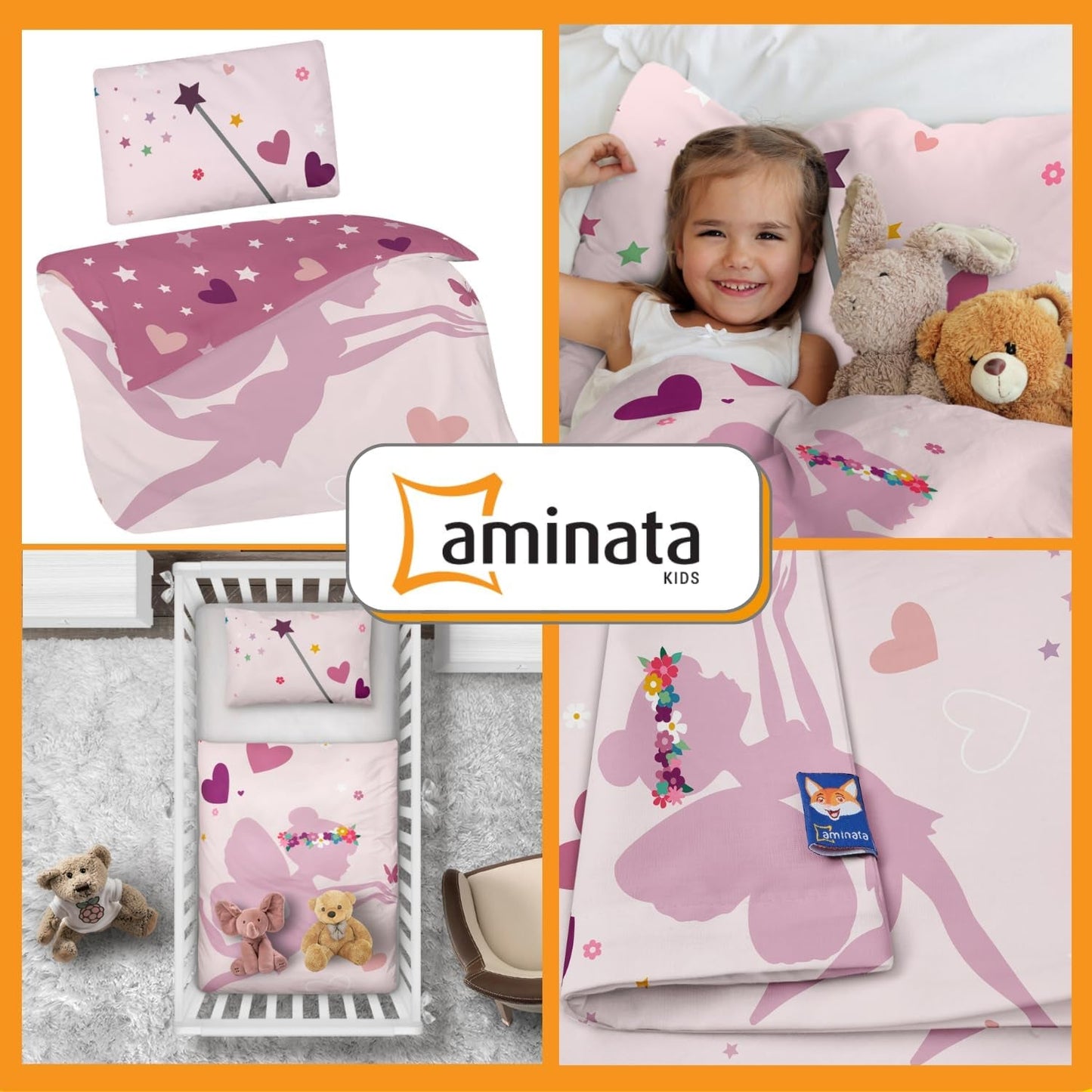 Aminata Kids sängkläder, älvor och tomtar, 100 X 135 cm Sängkläder - barn Naty Shop