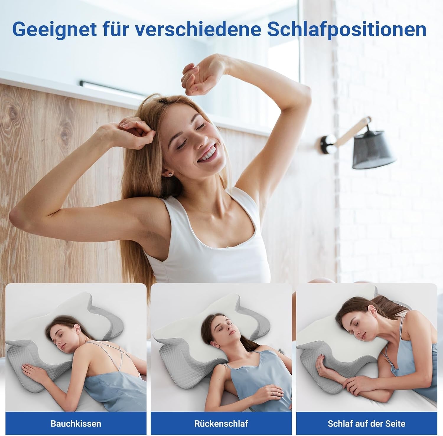 NVKHG Memory Foam Kudde Ergonomisk nackkudde Huvudkudde, Memory Foam Kudde Huvudkudde för sido-, rygg- och magsömn för att förbättra sömnkvaliteten, 60X41X13/11cm cervikala ortopediska kuddar Naty Shop