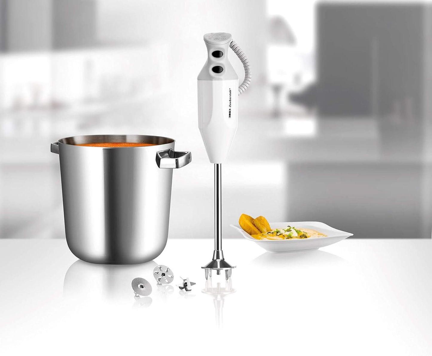 ESGE Zauberstab P 200 Profi, Stabmixer Weiß Inkl. Zubehör, Bis Zu 17 000 U/Min, 90860, Weiß/Grau Kitchen Naty Shop