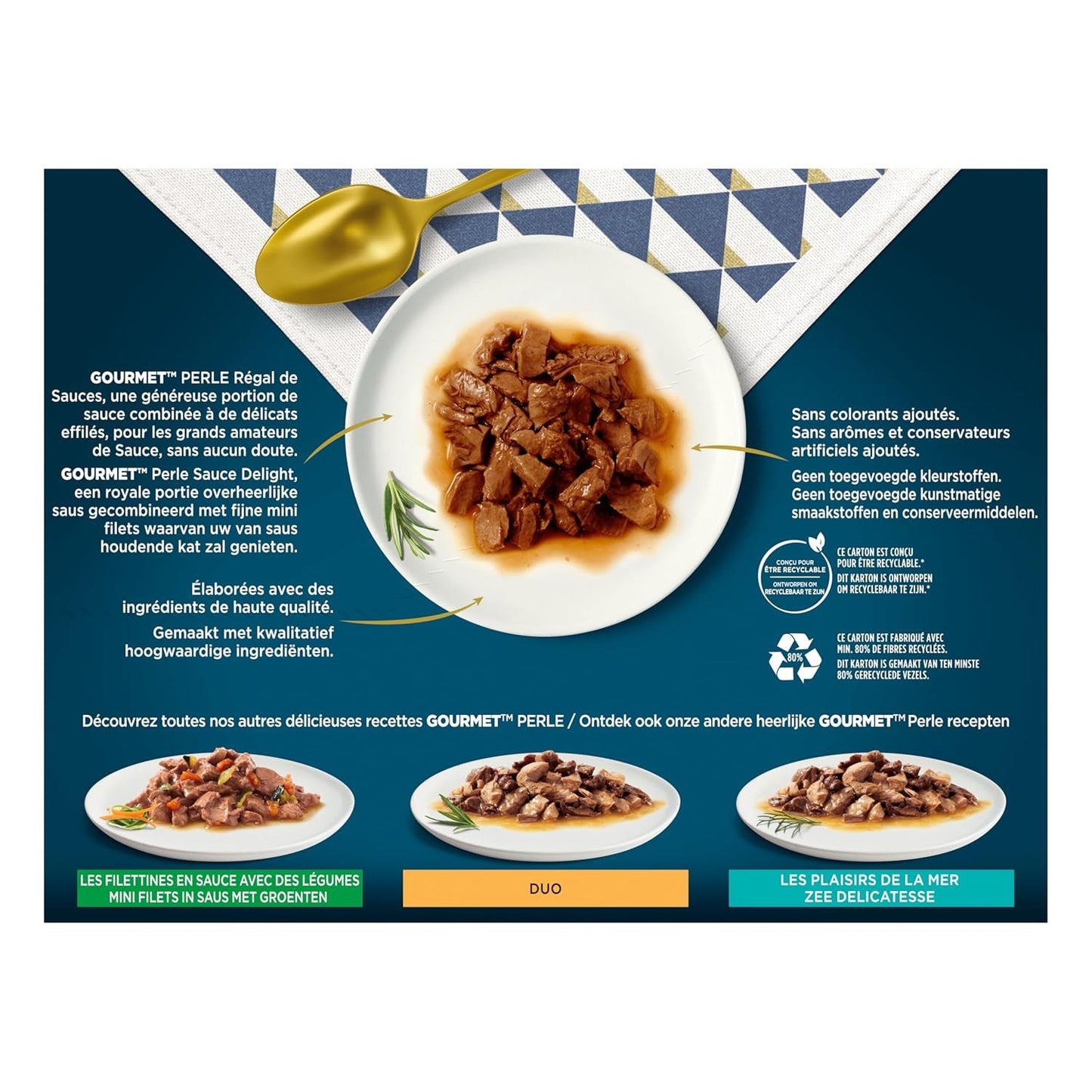 Pärla | Såshållare | Vuxen katt | Nötkött, kyckling, tonfisk, lax | 12 x 85g | Färskhetspåsar (förpackningen kan variera)