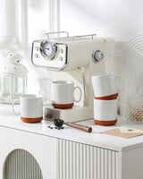 MALACASA kaffemuggset, 350ml muggset av stengods för 4 personer, moderna kaffemuggar för te, juice, latte, cappuccino, varm choklad. Tål diskmaskin och mikrovågsugn, TARA-serien, kakivit