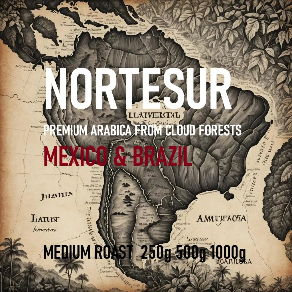 Norte Sur kaffe, starkt kaffe för daglig malning. 100% Arabica från Mexiko och Brasilien.