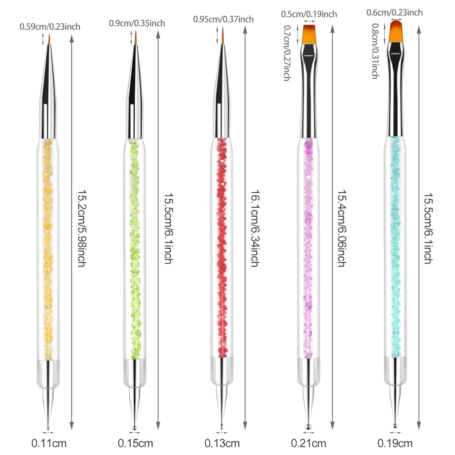 Sularpek 5 Stück Nagel Pinsel, Nageldesign Pinsel, Dotting Tool, Nail Art Liner Pinsel, Nagelverlängerung Gelpinsel, Nagelbürste Für Punktierungen, Zeichnen, För DIY Nail Art Design