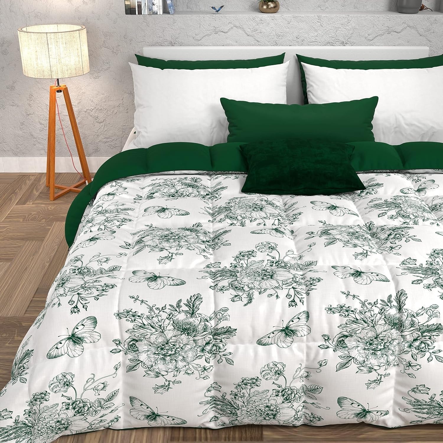 PETTI Artigiani Italiani - Vintertäcke, Vintertäcke, Enkelt täcke, Dubbelsidigt, Enfärgat och digitalt tryck, 100 % hypoallergen mikrofiber, Tillverkad i Italien