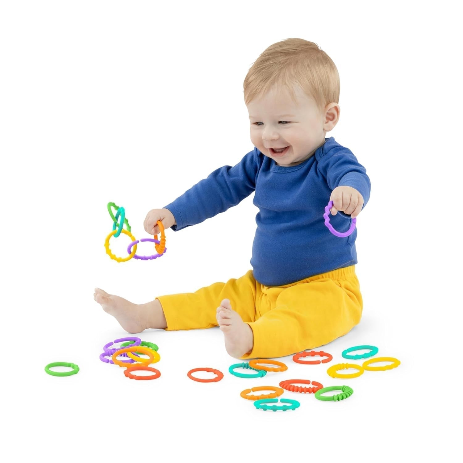 Ljusa startar, Oball, Kedjekopplingslänkar för barnvagnar, Massor av länkar, Vikbar, Lätt att fästa, Lätt att rengöra, Perfekt för resor Bebe Toys Naty Shop