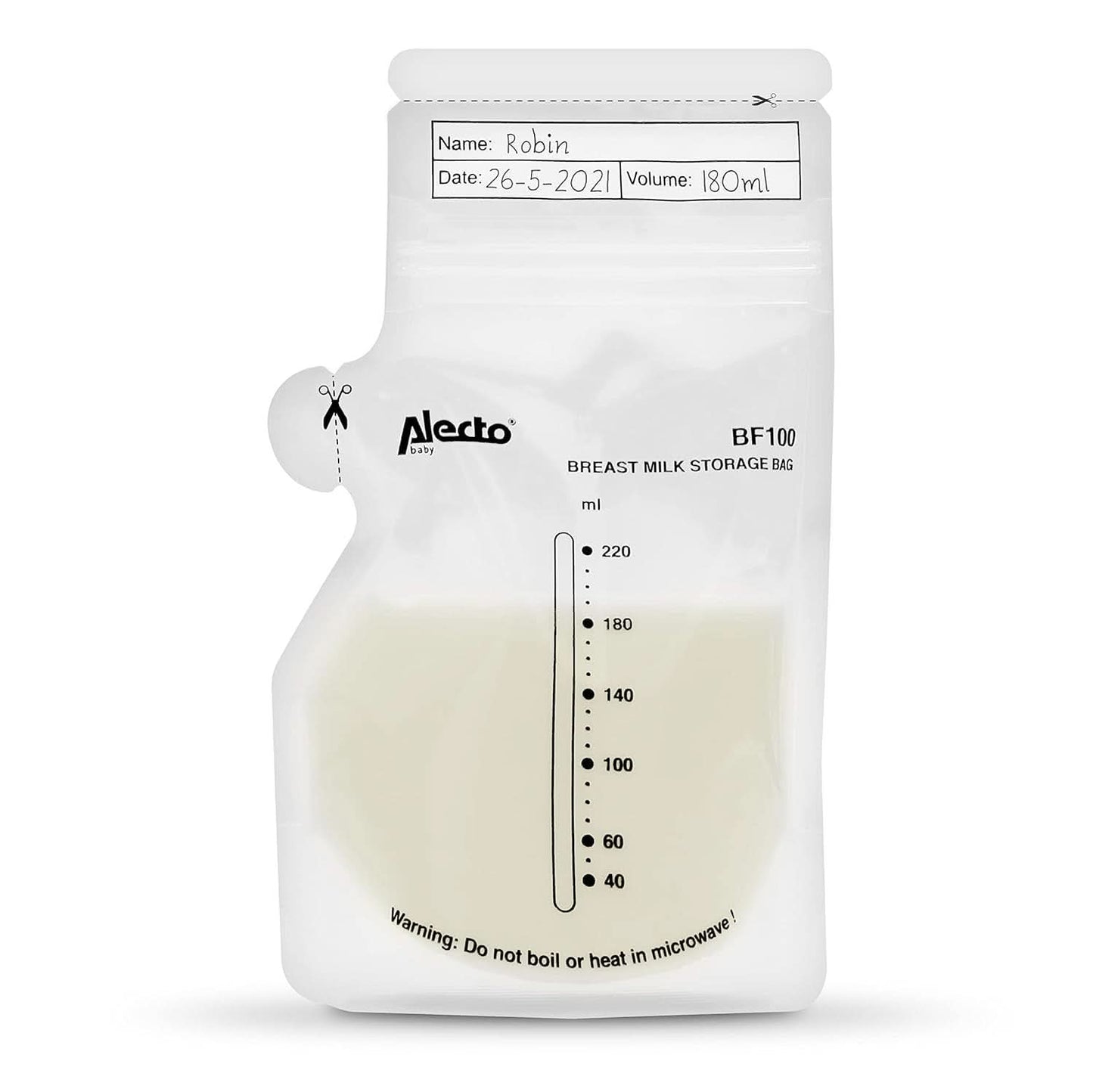 BF100 Förvaringspåse för bröstmjölk - Påse för bröstmjölk - kapacitet 220 Ml - 100 stycken - Transparent mat och amningstillbehör Bebe Naty Shop
