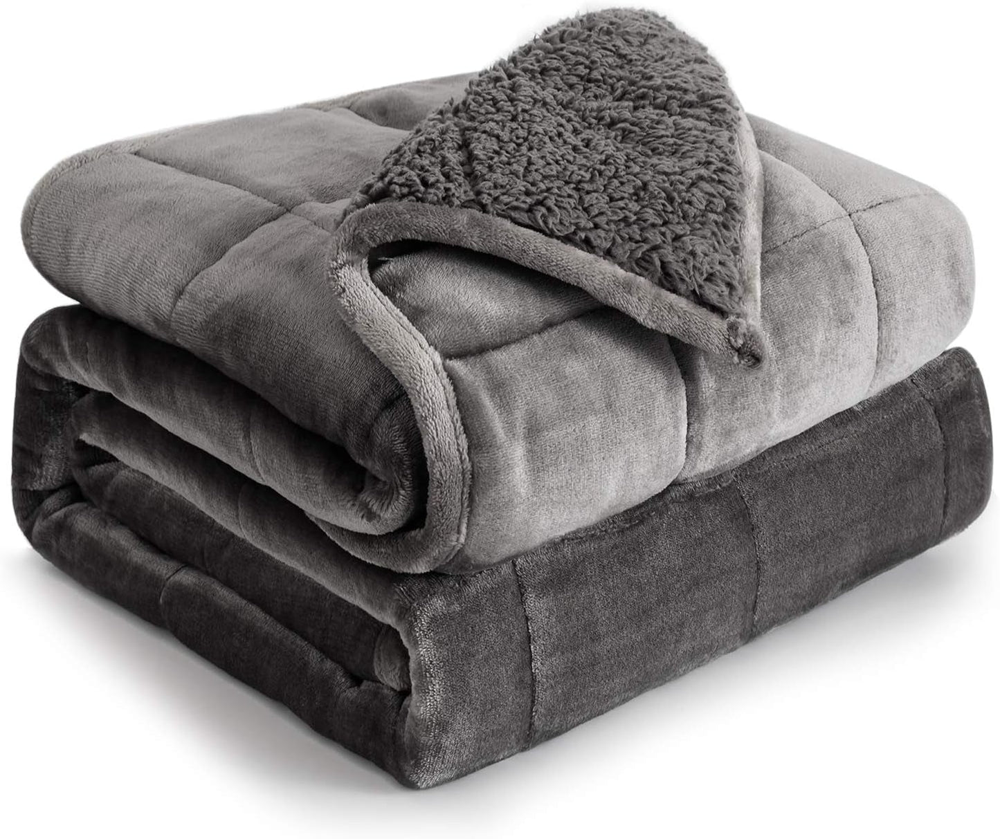 Bomullsblå tyngdfilt 6,8 kg Queen size flanell Shaggy Sherpa tyngdfilt för vuxna.