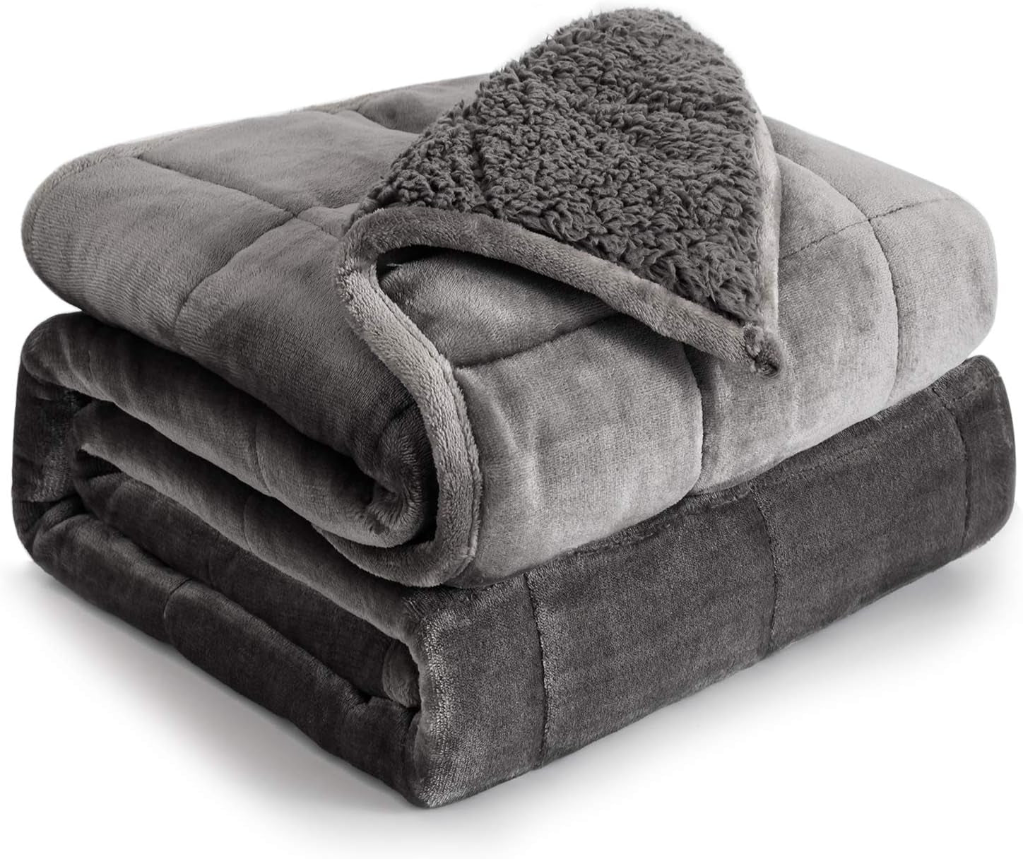 Bomullsblå tyngdfilt 6,8 kg Queen size flanell Shaggy Sherpa tyngdfilt för vuxna.