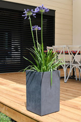 Basalt Up blomkruka, fyrkantig, hög, 36 l, betonglook, slät vägg, vattentank, 29,5 x 29,5 x 49,5 cm, antracitgrå