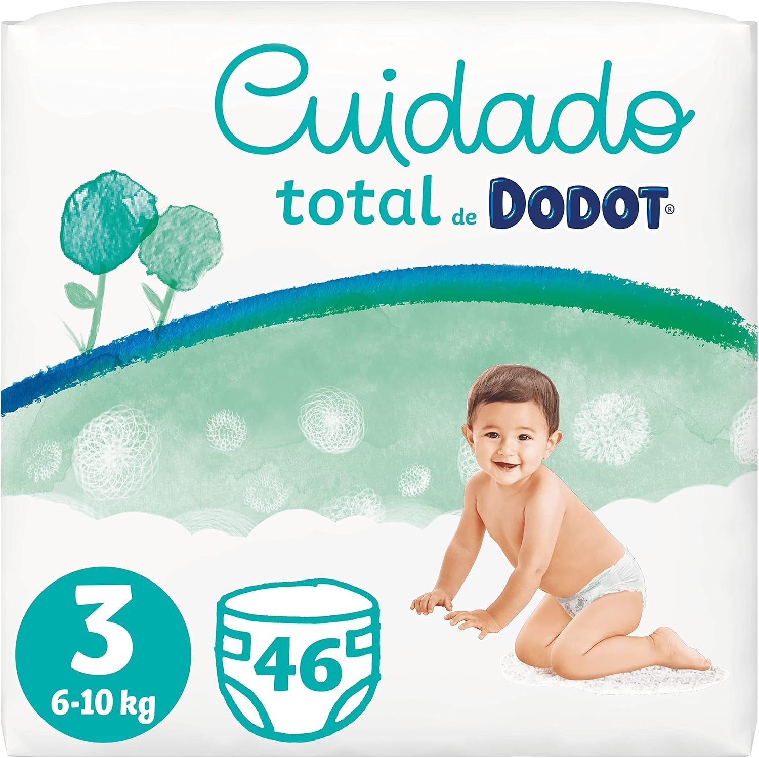 Total Care blöjor, storlek 3, 46 blöjor, mjukt hudskydd, med växtbaserade material