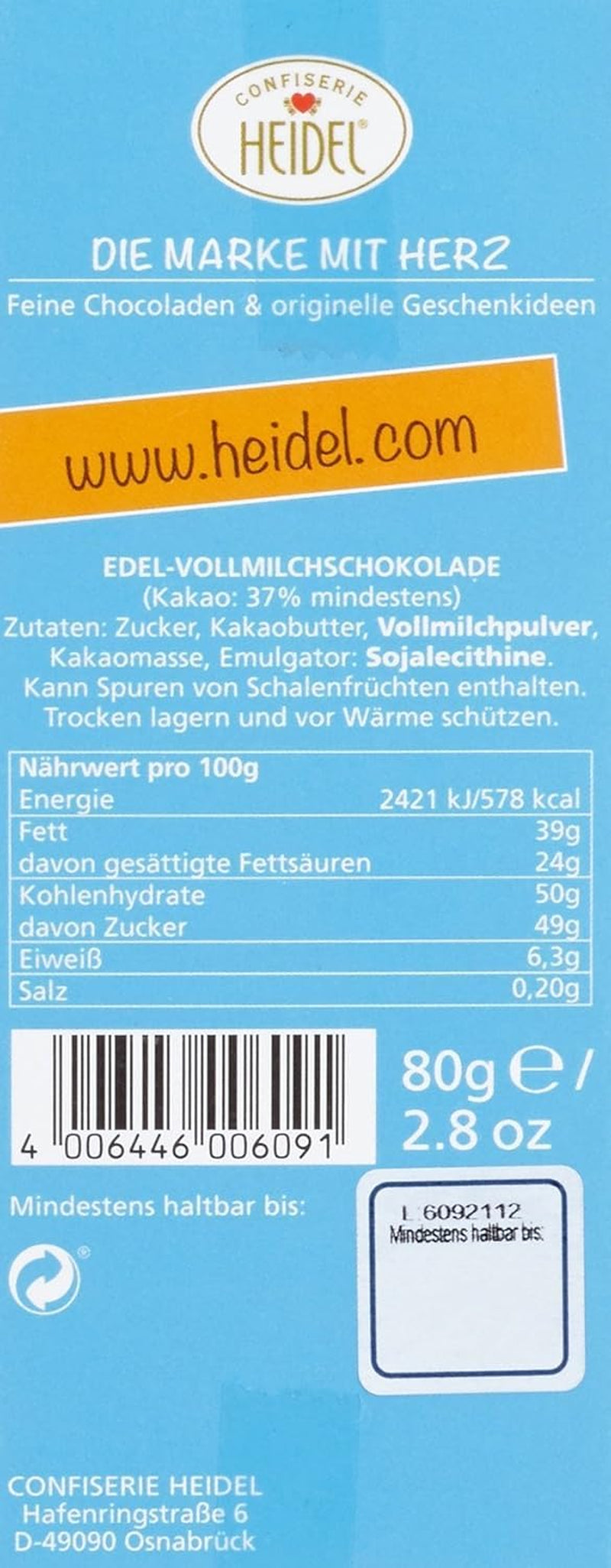 Heidel Thank You mjölkchokladkakor 3x80g, 16 minibarer à 5g per förpackning, Olika uttryck för tacksamhet, Utsökt presentidé