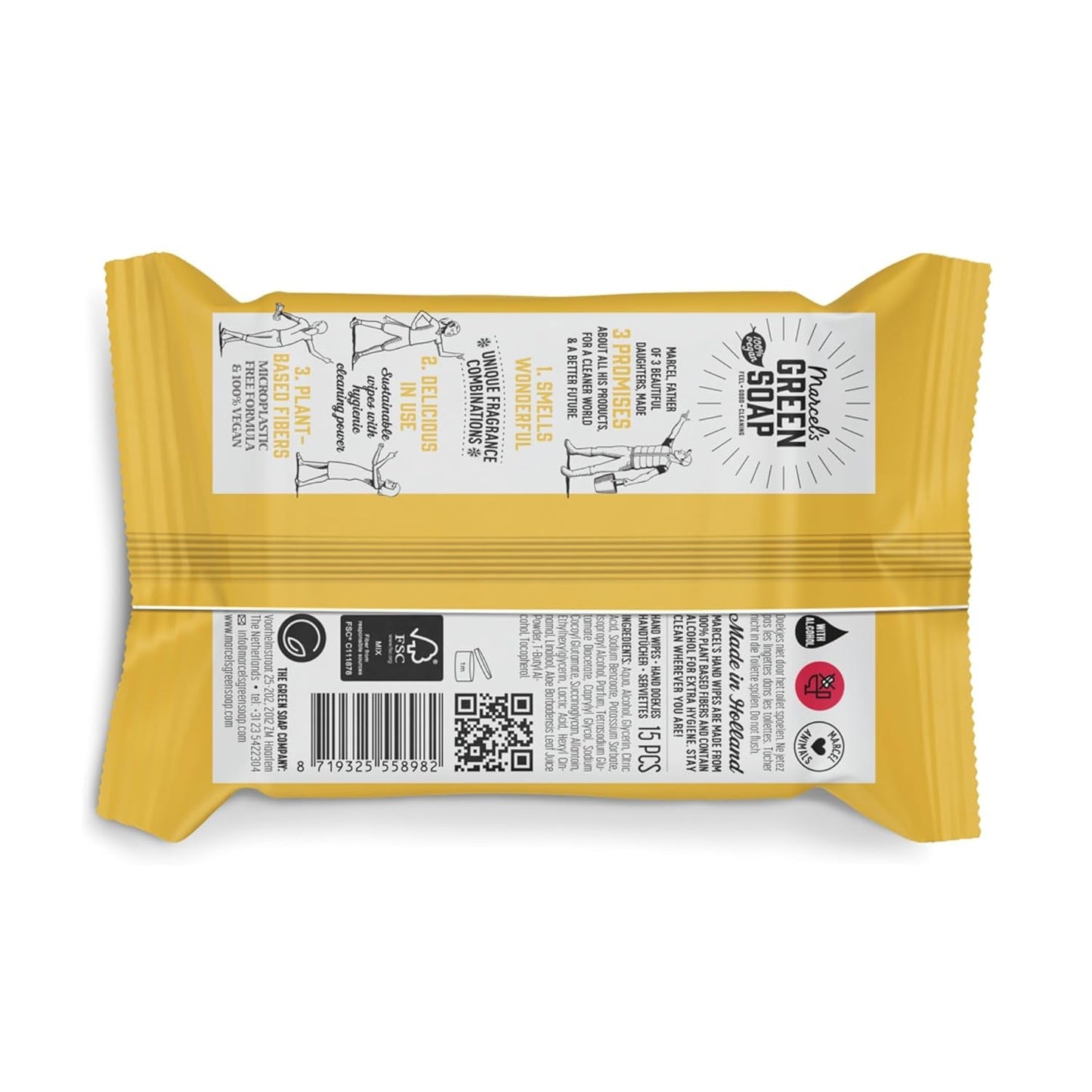 Marcel's Green Soap Hand Wet Wipes 60 Pack - Vanilj & Cherry Blossom - Växtbaserad - Ekologisk