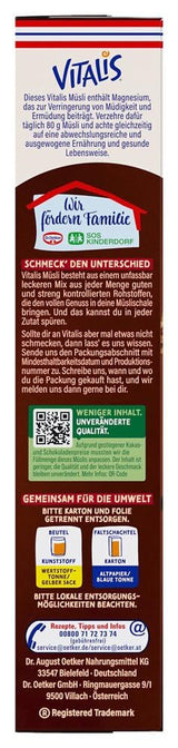 Dr. Oetker Vitalis KnusperPlus Double Chocolate: Krispig müsli med mjölk och mörk choklad, förpackning om 7 (7 x 450g)